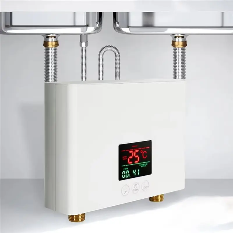 B15C Instant Water Heater 3KW Mini Electric Tankless Water Heater With LED Display 3-Level Temperature Adjustment EU Plug