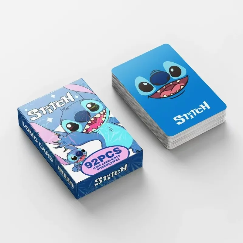 92 stks Disney Stitch Collection Kaarten Kawaii Anime Figuur Perifere Laserkaart Handboek Cartoon Jongens Meisjes Verjaardagscadeautjes Speelgoed