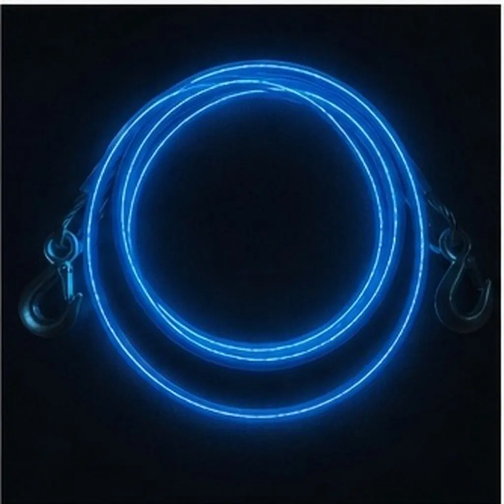 1Pcs 4M Fluorescent Trailer Rope Steel Wire Hauling Cable with Forged Iron Hooks Vibration Dampening Sturdy Car Winch