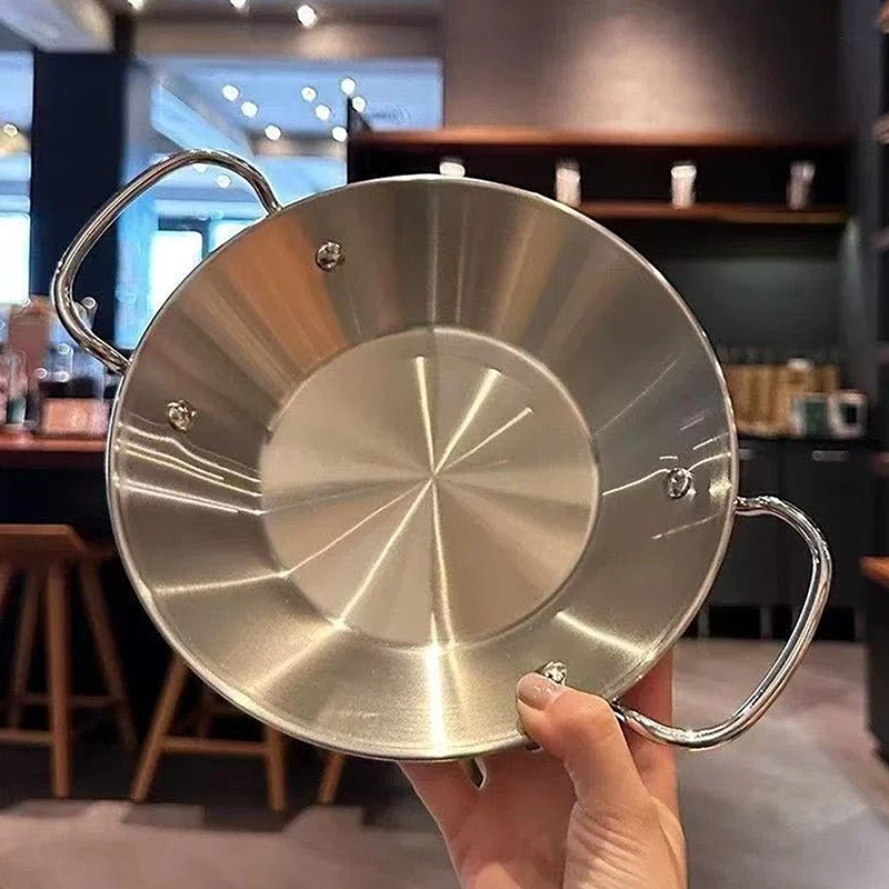 Stainless Steel Seafood Rice Pans With Handle Korean Frying Pan Kitchen Cookware
