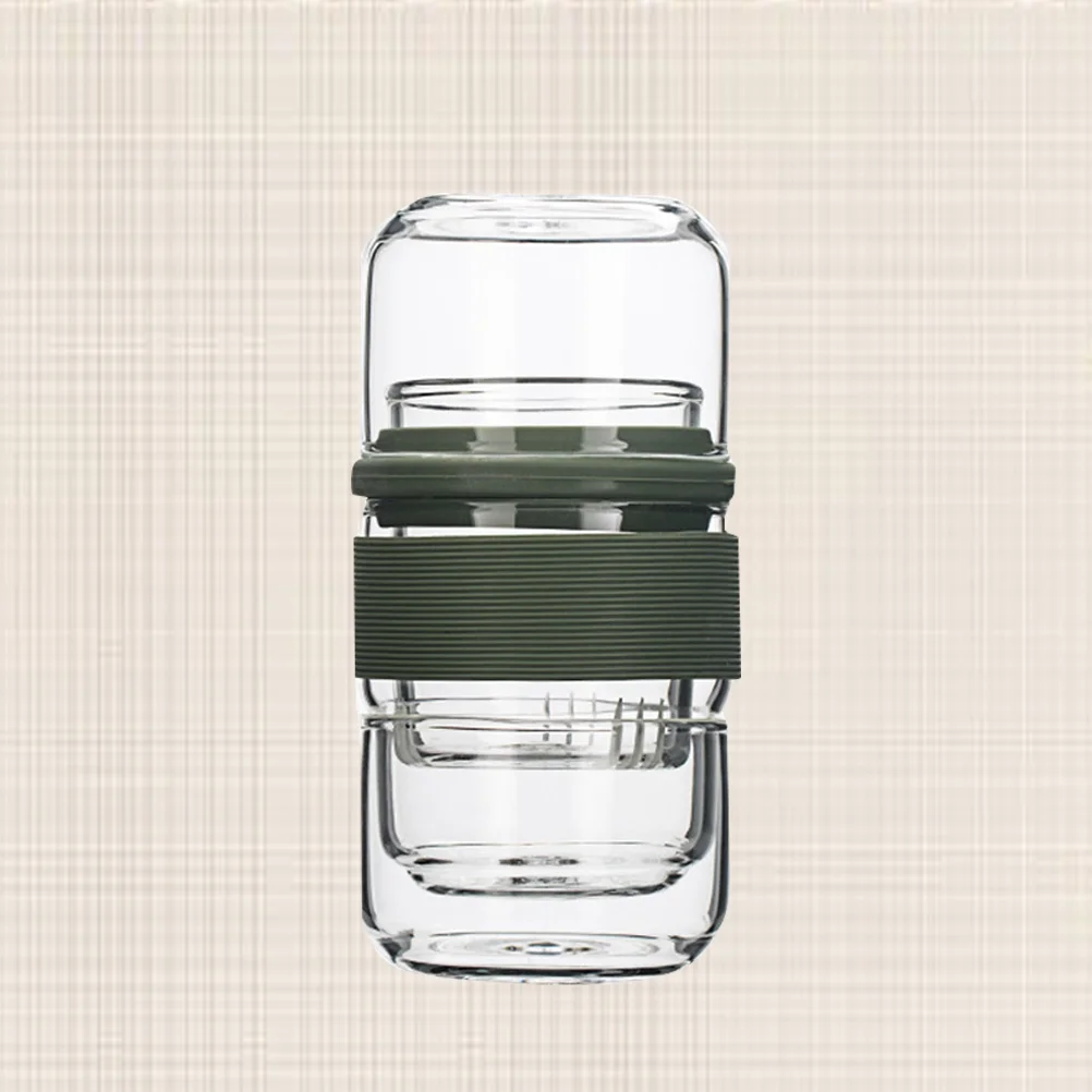 

1Pcs Green Portable Glass Tea Cup Heat Resistant Multi-Use Teapot Travel Kung Fu Tea Set Office Portable Teapot
