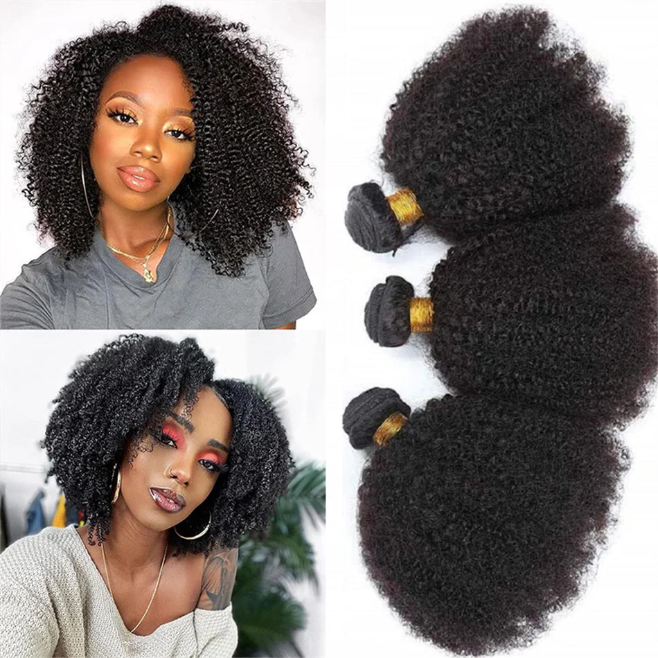 Brazilian Afro Kinky Curly Human Hair Bundles 4b 4c Afro kinky Bulk Human Hair Weave Bundle Deal Hair Extensions Wholesale