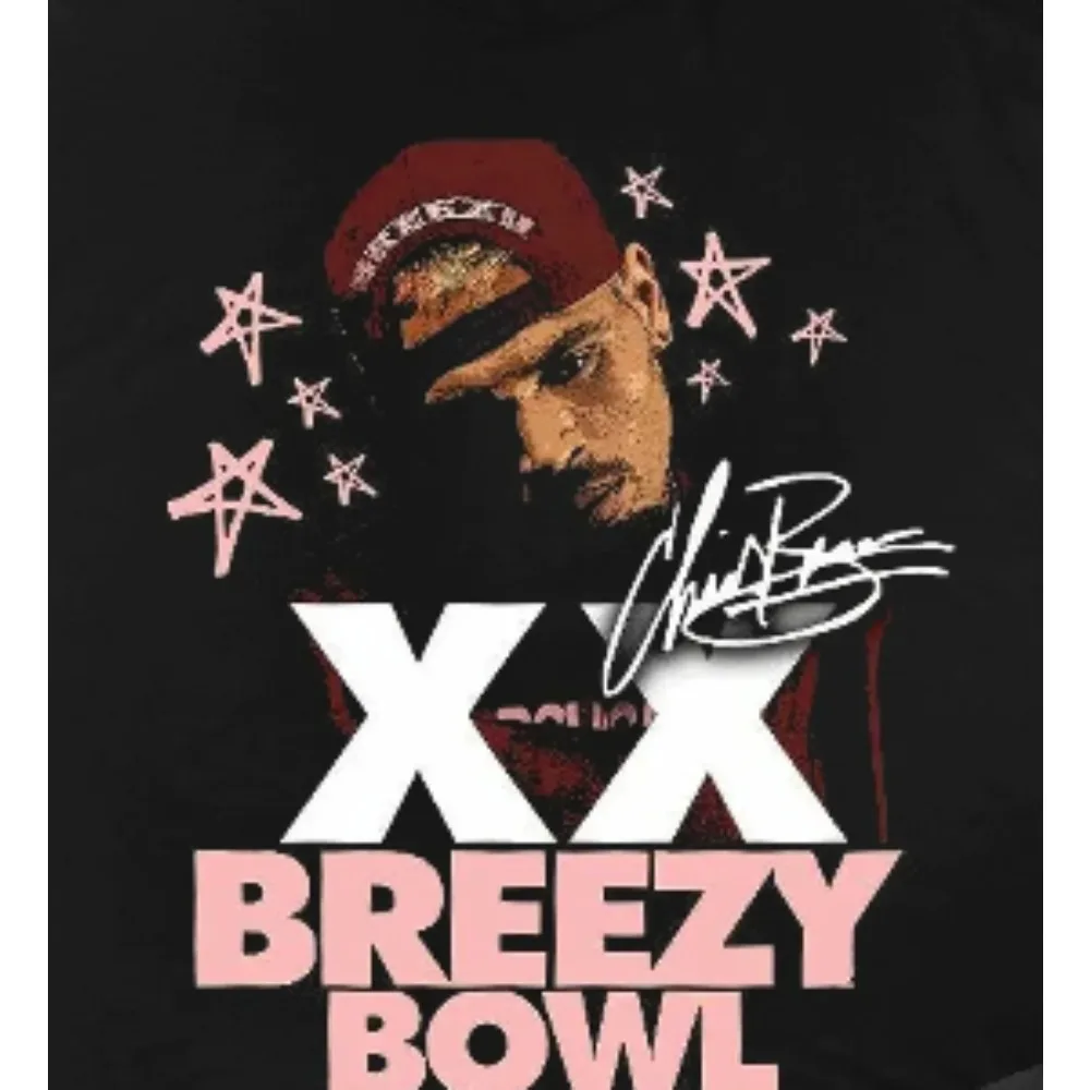 

Chris Brown Breezy Bowl XX Concert Tour Хлопковые футболки Винтажная футболка в стиле хип-хоп в готическом стиле Мужская хлопковая футболка большого размера Уличная одежда