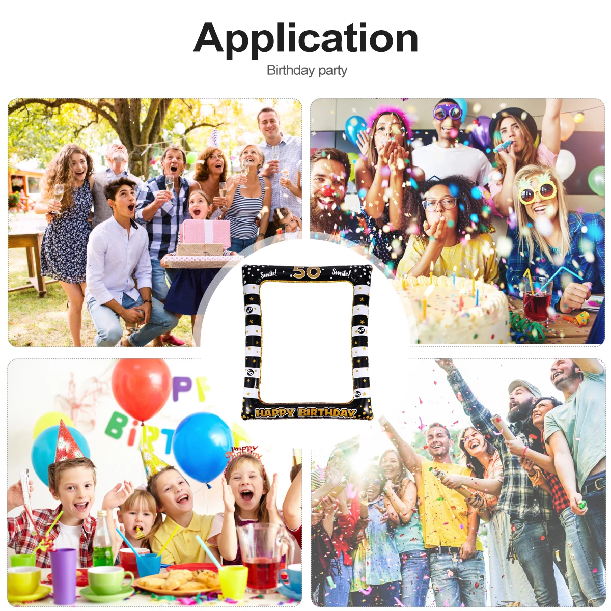 

Photo Frame Inflatable Birthday Picture Prop Party Props Black Photobooth Child