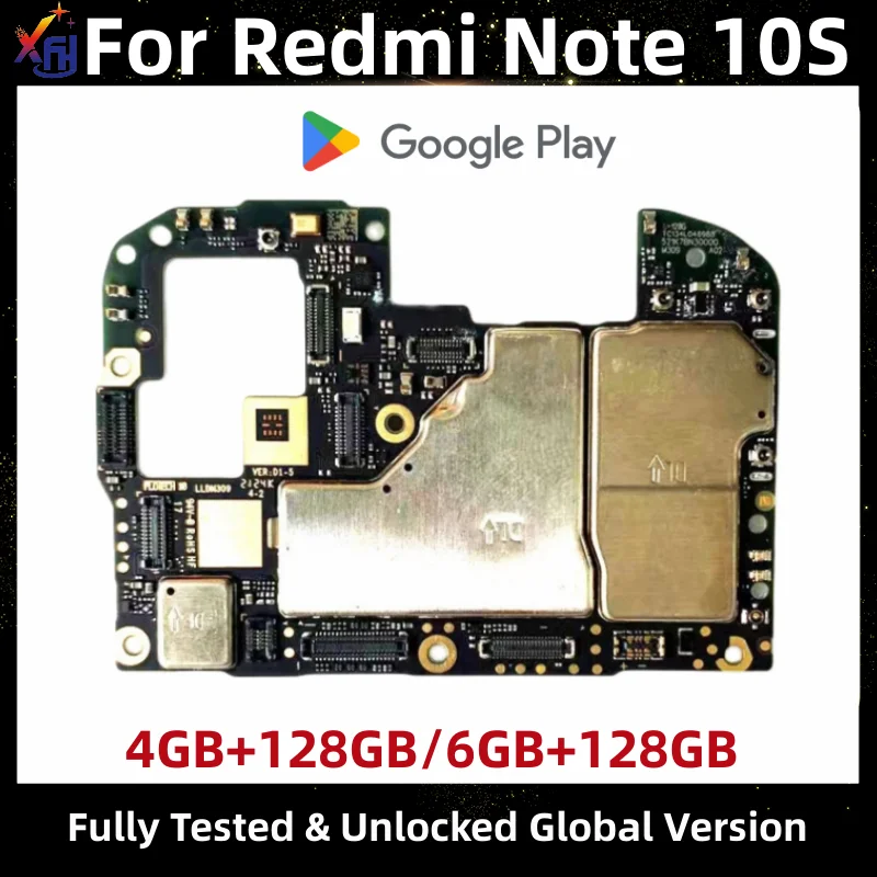 Motherboard for Xiaomi Redmi Note 10S, Original Unlocked Mainboard, with Google Installed, 128GB Global ROM