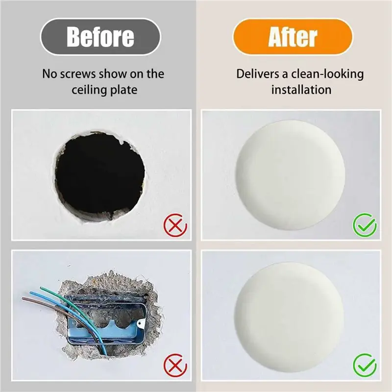 ABLK 4Pcs Round Electrical Box Cover For 3-1/2 Inch To 5 Inch Wall Smog Detector Light Fan Fixture Hole Cover