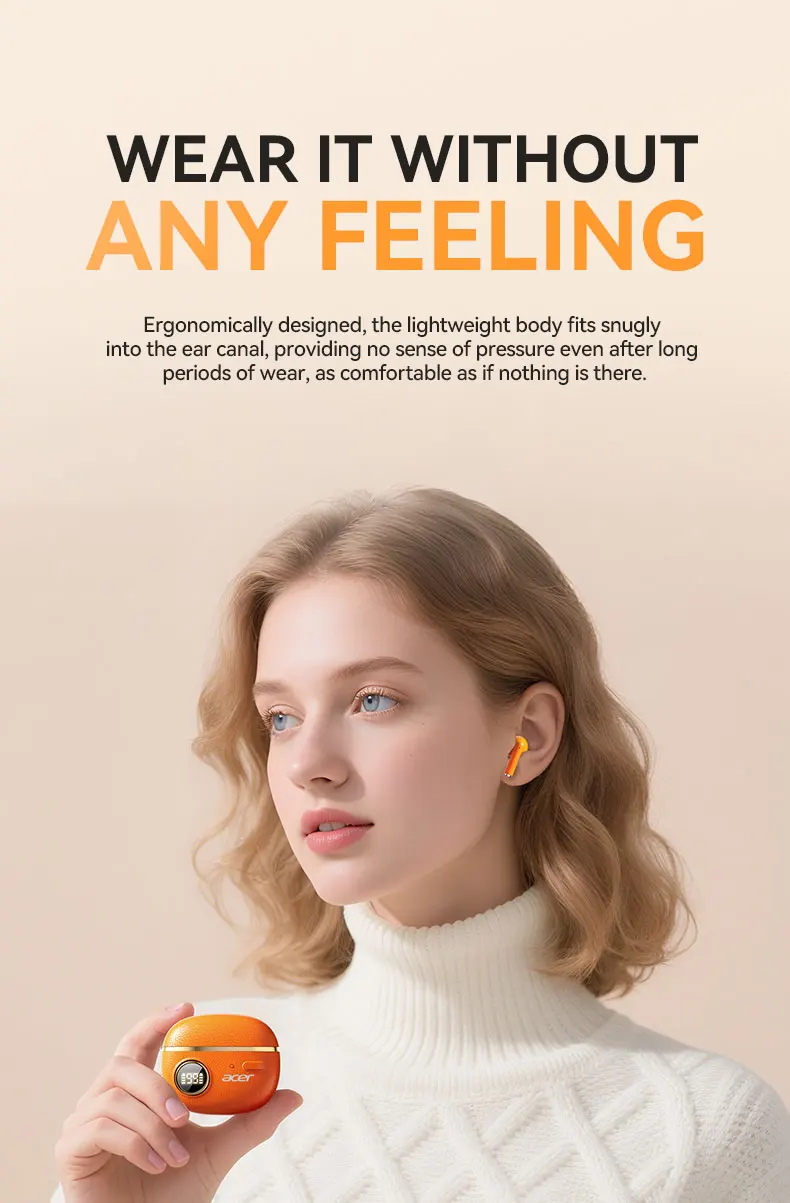 Acer Genuine Wireless Bluetooth Earphones, Semi-In-Ear Type, Latest 6.0 Chip with Stable Transmission, Coil Speaker for Directional Sound Transmission, High-Resolution Audio for Clear Calls