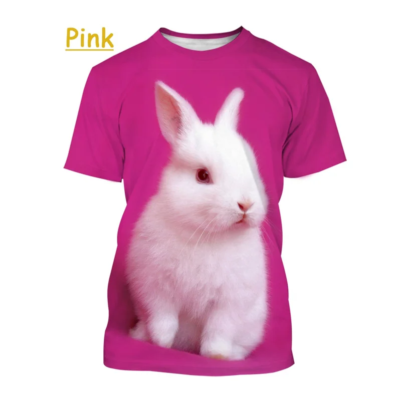 Cute Rabbit Graphic T Shirt Kawaii Kids T-shirt 3D Printed Tee Shirts Men Womens Clothing Casual Boys Girls Round Neck Tees Tops