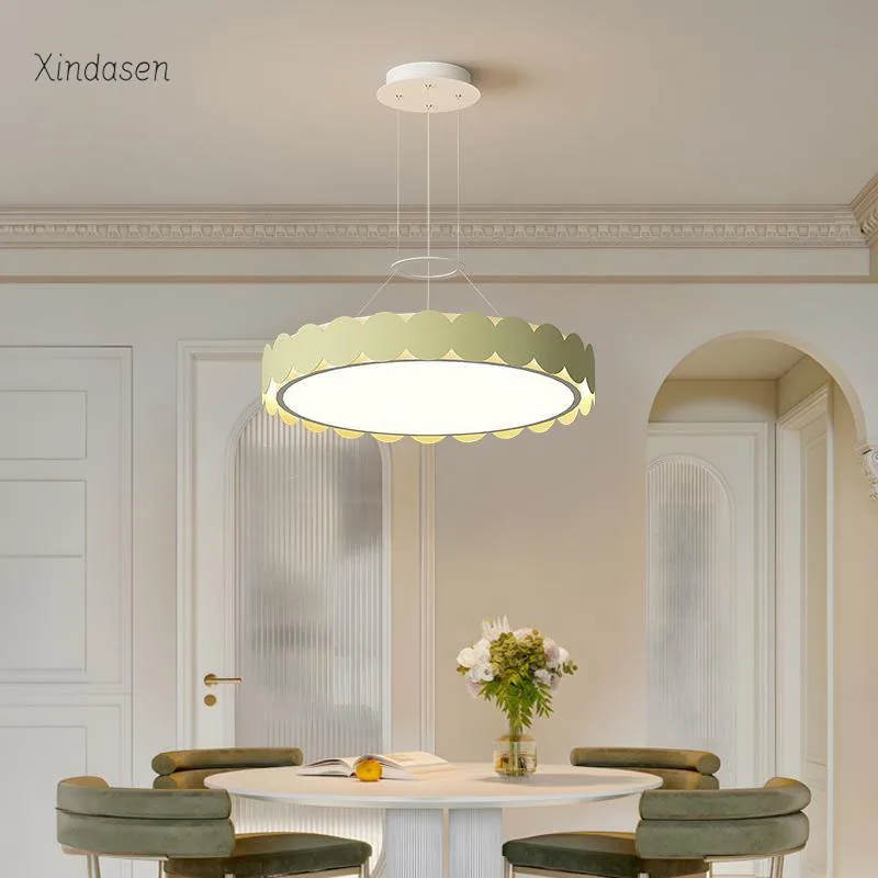 

Modern Led Pendant Lamp Round Circle Ceiling Hanging Chandelier White Loft Living Dining Room Kitchen Indoor Lighting Fixture