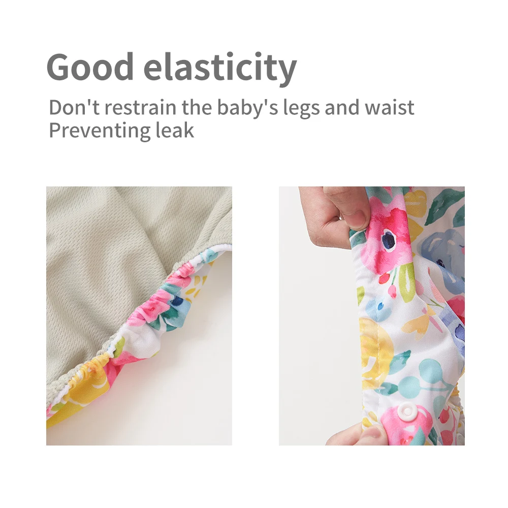 Elinfant 4PCS/Set Waterproof Washable Baby Cloth Diapers,Breathable Mesh Cloth Inner Baby Pocket Diapers, Cloth Nappy For 3-15kg