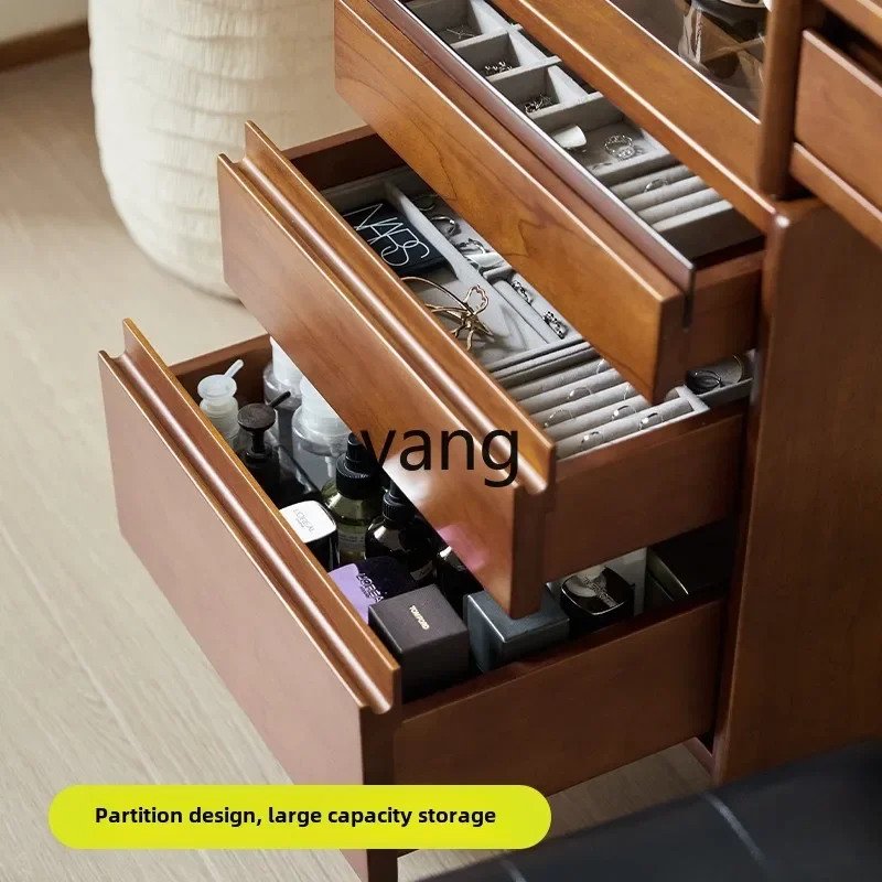 LH solid wood dresser retro retractable storage integrated small apartment desk storage makeup table