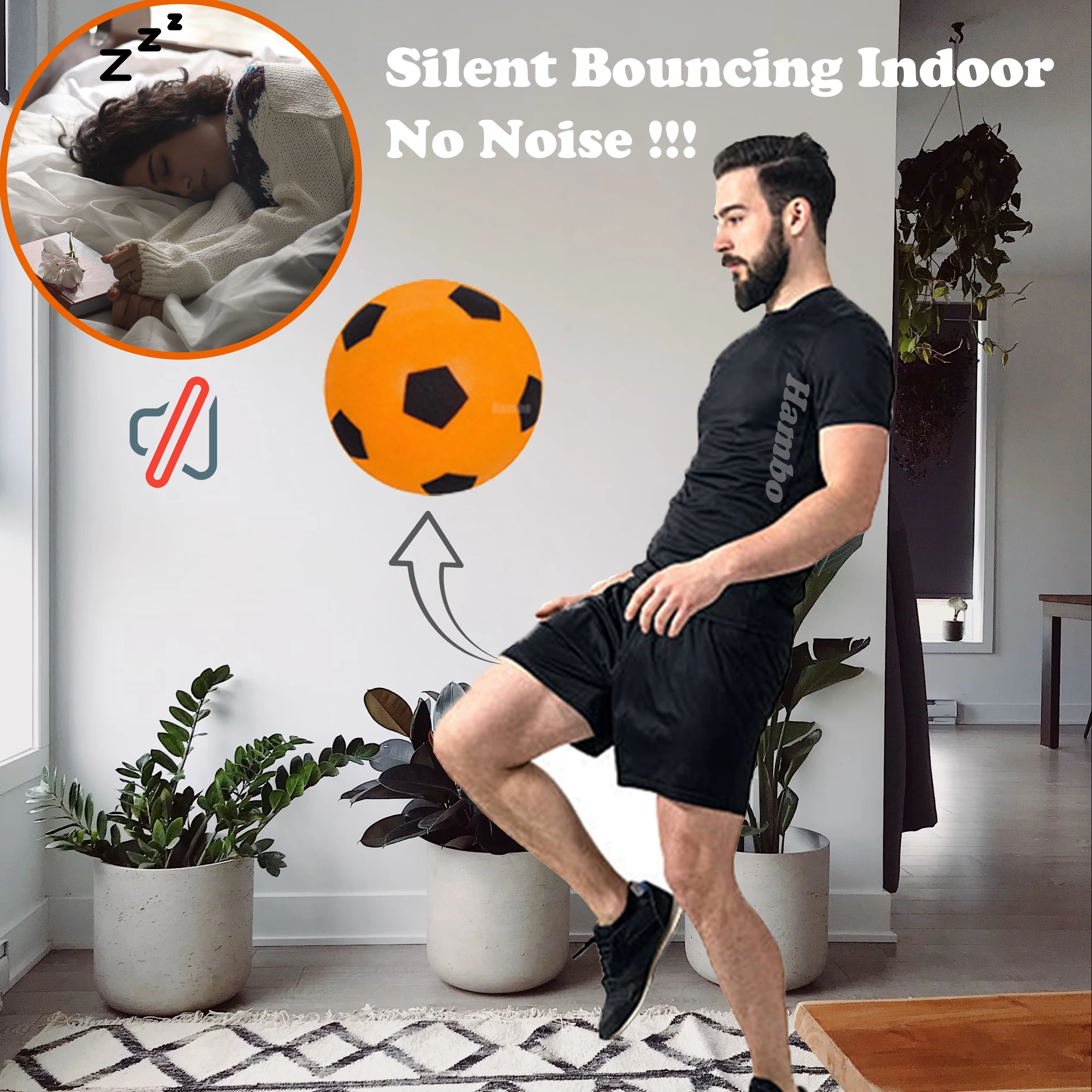 Ballon de football rebondissant silencieux pour homme, taille 9.25 pouces, entraînement en salle, football en mousse sans air, silencieux