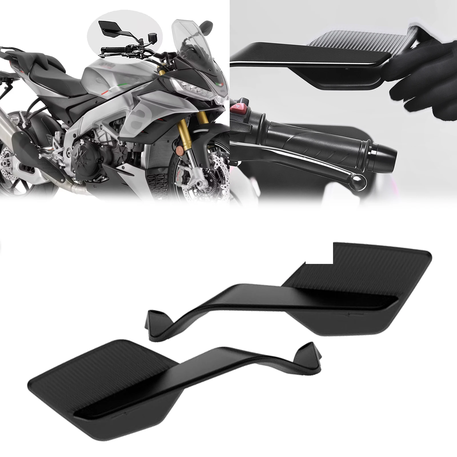 

Для Tuono 1100 V4 2024 2023 2022 2021 зеркало заднего вида для мотоцикла, зеркала с фиксированным крылом, невидимое регулируемое зеркало, вращающиеся боковые зеркала