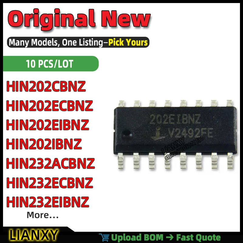 HIN202CBNZ HIN202ECBNZ HIN232EIBNZ HIN202EIBNZ HIN232ACBNZ HIN232ECBNZ HIN202IBNZ SOIC-16 1-CH BUS BUF 3-ST New Original