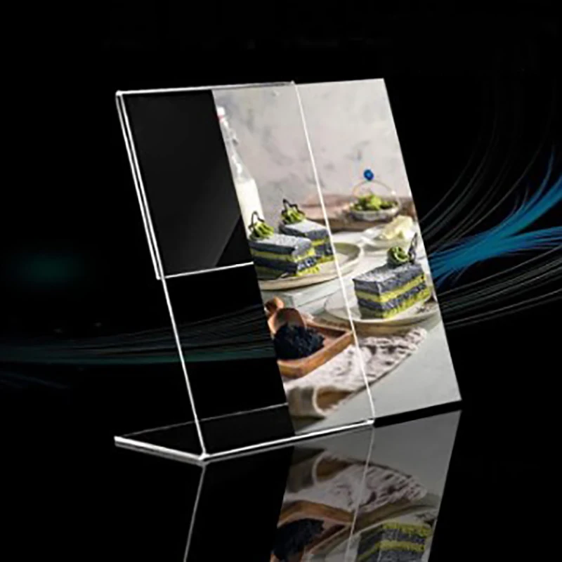Transparent Acrylic Picture Frame Display Stand Desk Card Holder Price Tag Clip Sign Store Exhibit Home Office