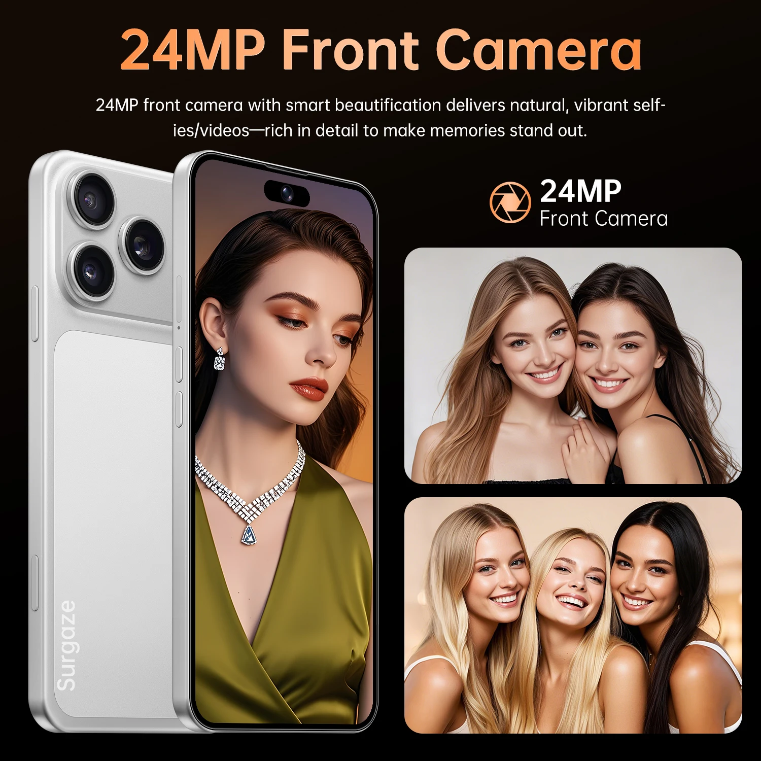 SURGAZE Global Version i17Promax Smartphone 5G Android 5300mAH 12GB RAM 512GB ROM 6.6Inch 24+48MP 5G Network Mobile Phone