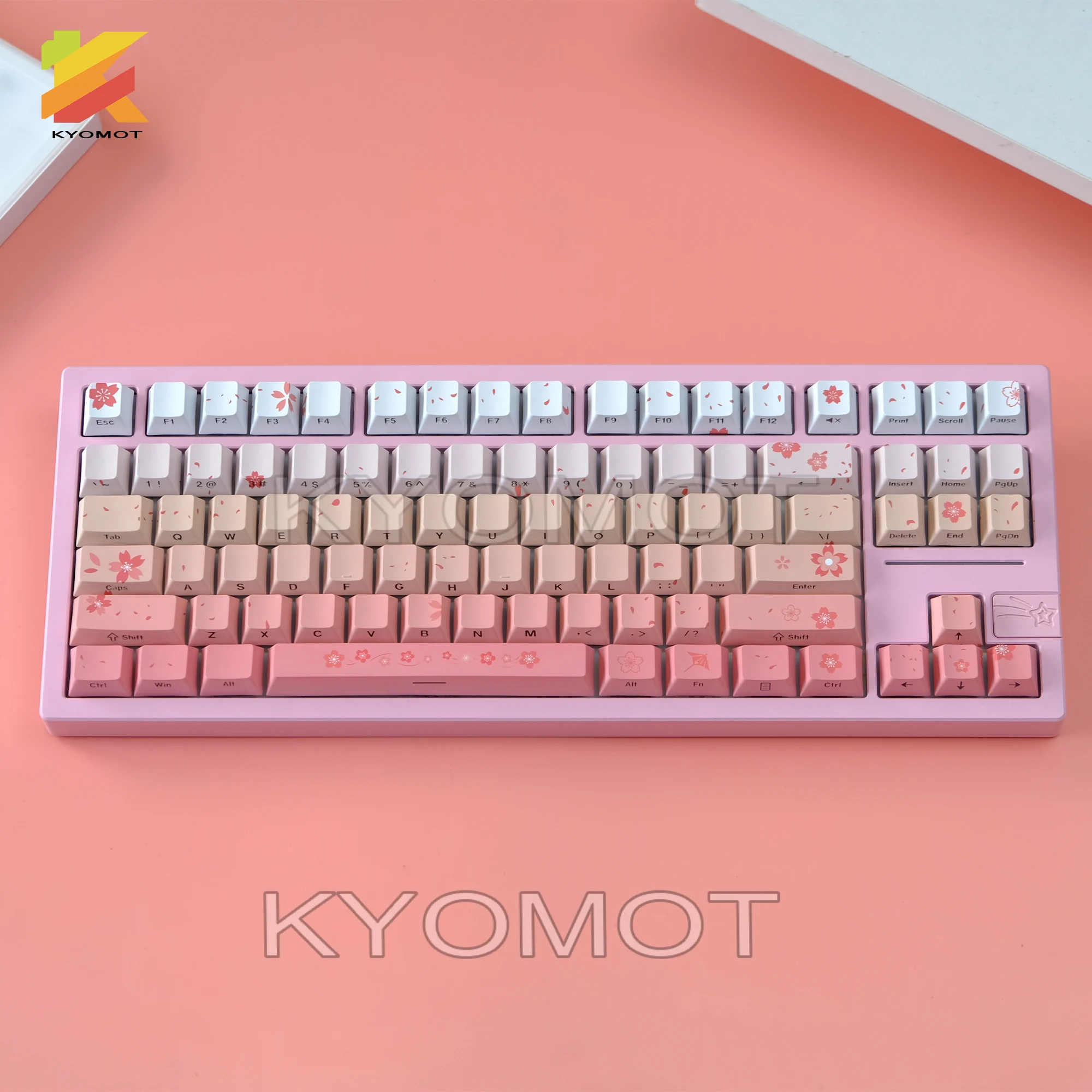 KYOMOT Flower Rain Theme Keycap Double Shot Shine Through Keycap Cherry Profile for MX Switch DIY ANSI ISO Mechanical Keyboard