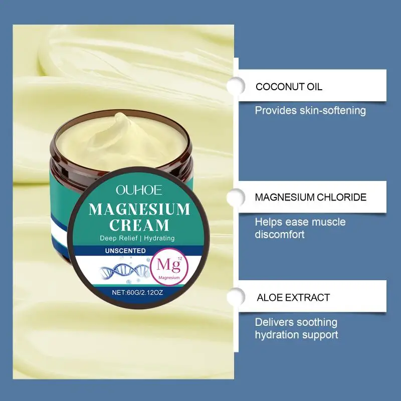 

Magnesium Body Cream for Deep Muscle Relief Fast Absorbing Soothing Massage Lotion for Leg and Back Discomfort Moisturizing Care