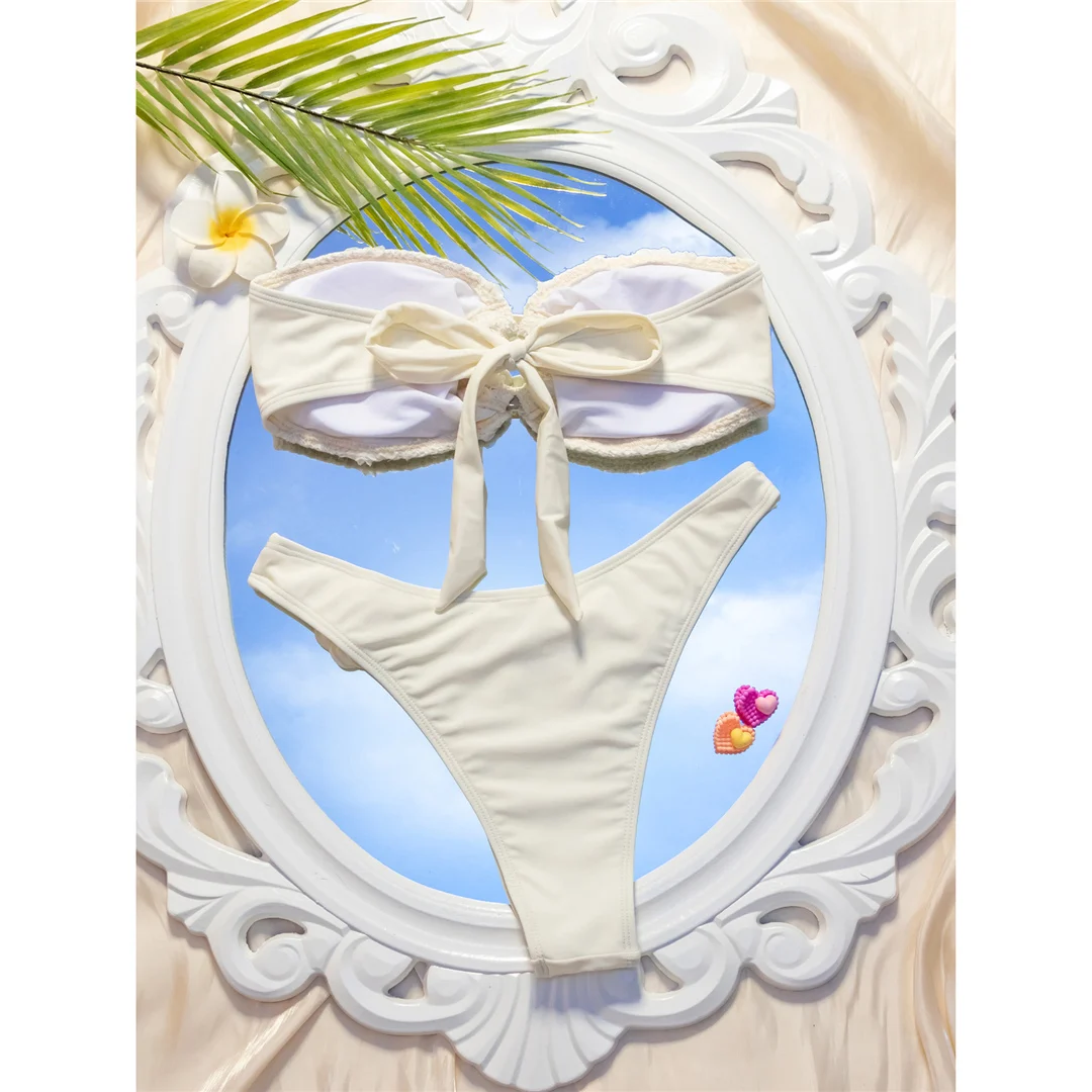 Neuer 3D-Blumen-Bandeau-Bikini mit hohem Beinausschnitt, Damen-Badeanzug, zweiteiliger Bikini-Set, Badebekleidung, Badeanzug, Schwimmanzug V6225 – Detail 13