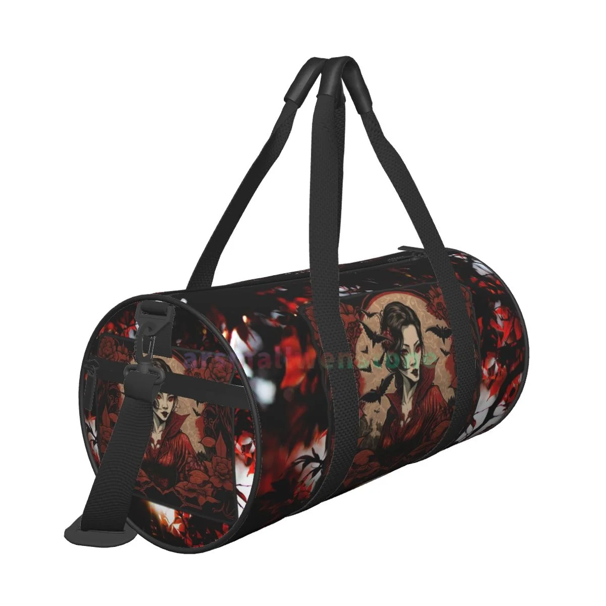 Aesthetic Red Gothic Travel Duffle Bag Yoga Bag Workout Durable Backpack Handbags Round Outdoor Fitness Bags