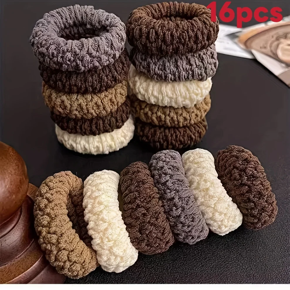 

30-Pack of Random Color Thick Wide-Edge Hair Ties, Thickened High-Elasticity Hair Bands, Towel Rings, Popcorn-Colored Seamless Hair Ties, Ponytail Hair Ties, Hair Accessories