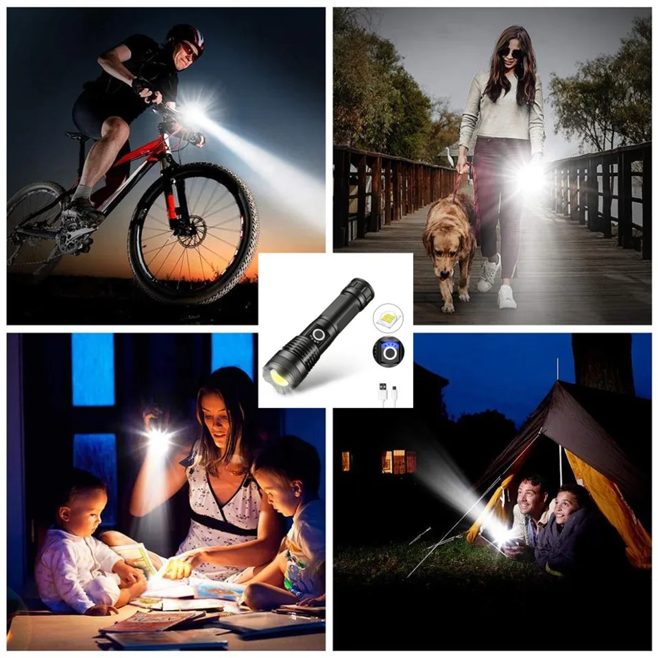 100000LM Powerful LED Flashlight Super Bright Rechargeable Portable Ultra Power Torch lamp Outdoor Emergency Camping Lantern