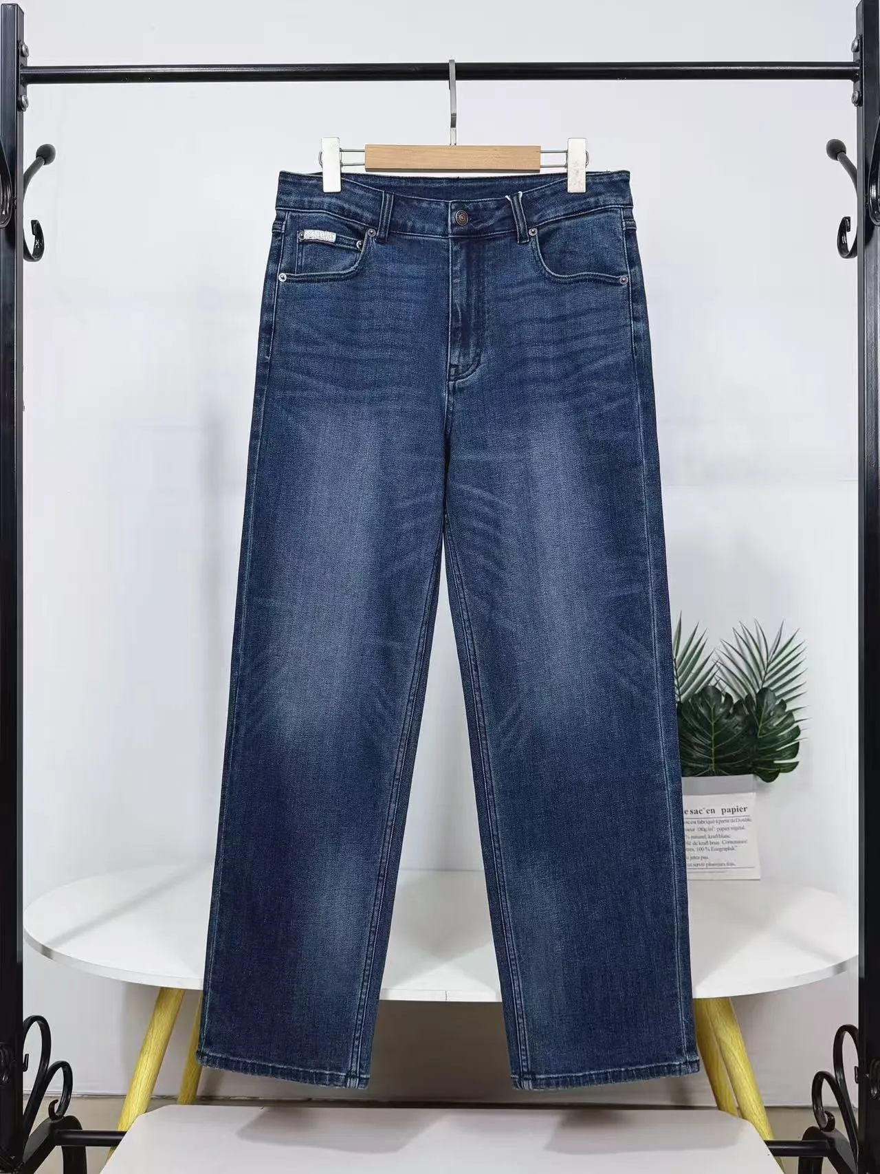 

Business Casual Men's Straight Leg Jeans American Style Washed Spring Autumn Winter Stretch High Waist Denim Pants
