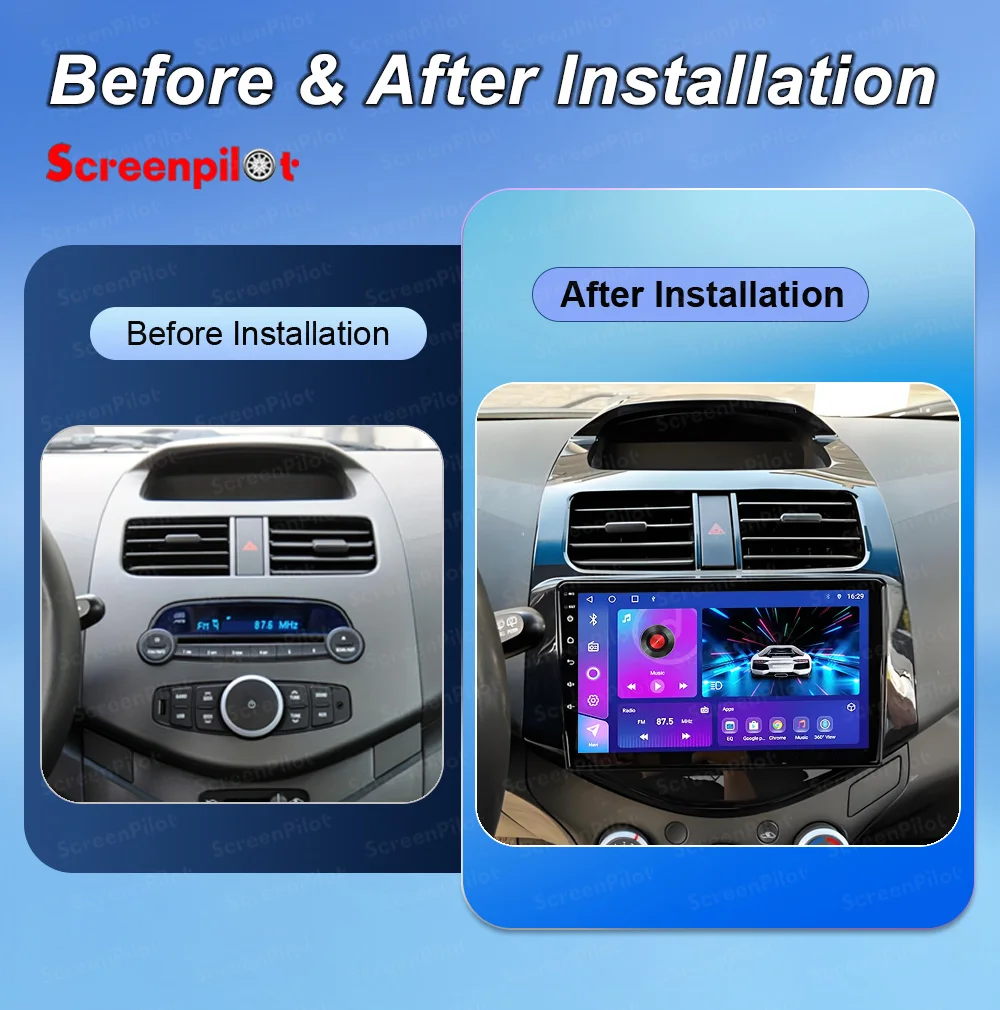 Android 16 For Chevrolet Spark Beat Matiz Creative 2010 - 2014 Car Radio Stereo Head Unit CarPlay Auto Radio Touch Screen 8 Core