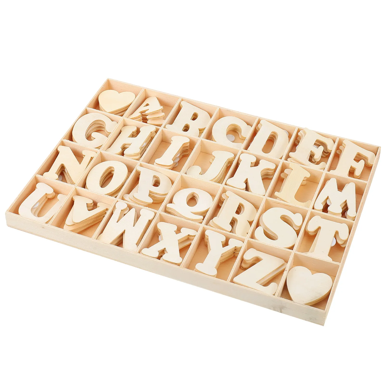 Wooden Alphabet Letters Cutouts for Kids – Smooth Edge Educational Learning Toy, DIY Letter Recognition Puzzle