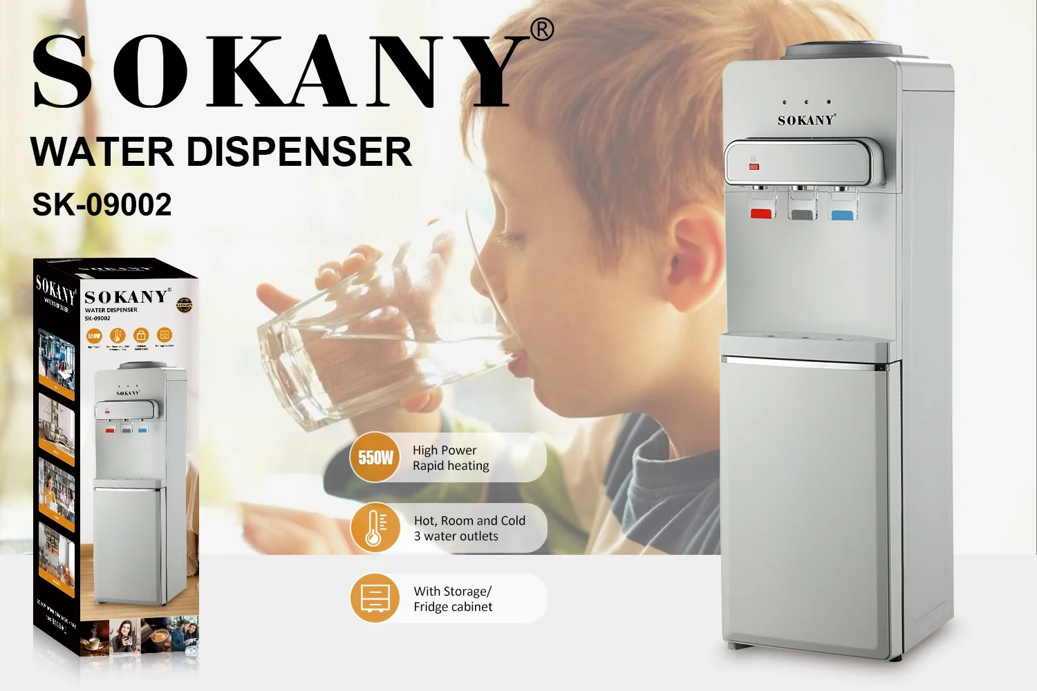 sokany 09002 Compressor Cooling drinking bottled Hot And Cold Water Cooler Machine buy Water Dispensers