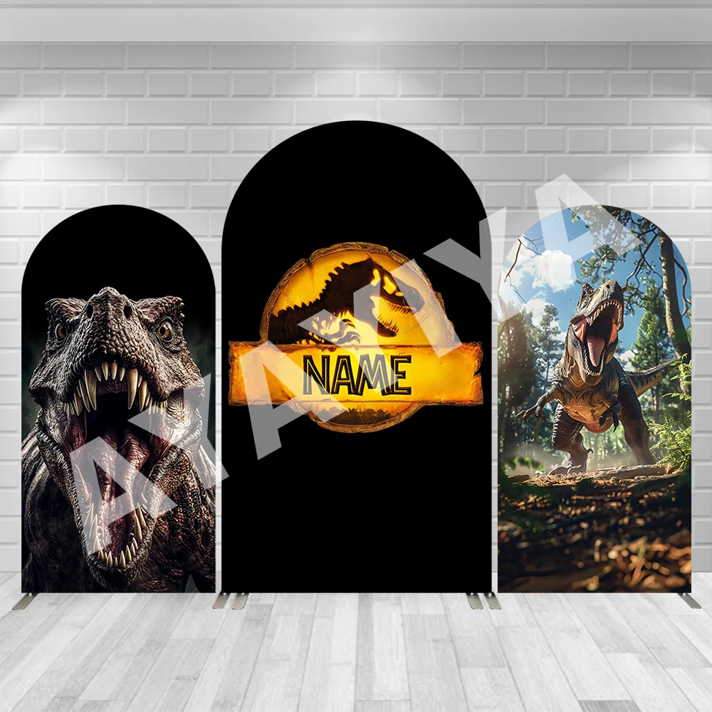 

Custom Name Dinosaur Arch Cover Backdrop for Kids Birthday Supplies Jurassic Park theme Baby Shower Arched Background Wall