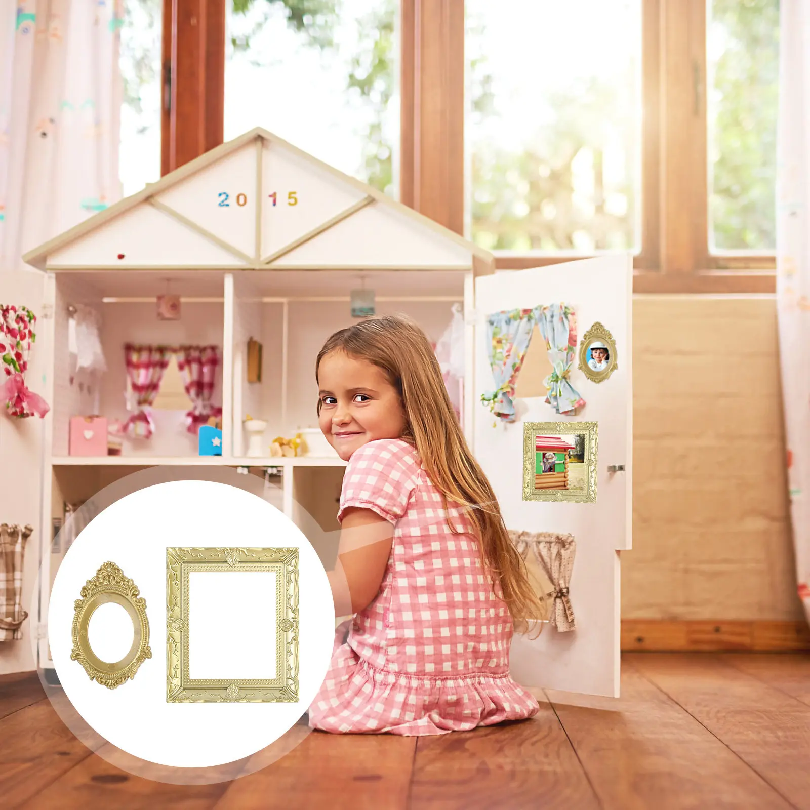 

2Pcs Miniature Resin Photo Frame 1:12 Scale Vintage Picture Frame for Mini House Ornament Decorative Mini House Accessory