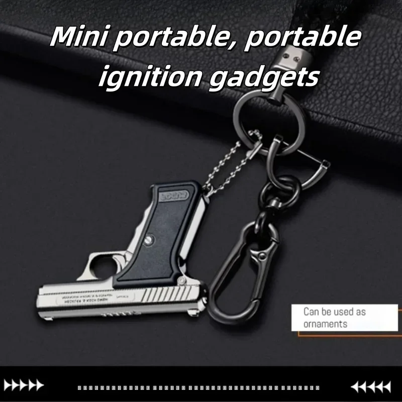 Portable Windproof Pendant Lighter Outdoor Metal Spray Blue Flame Torch Inflatable Lighter Cigarette Accessories Men's Gift view 4