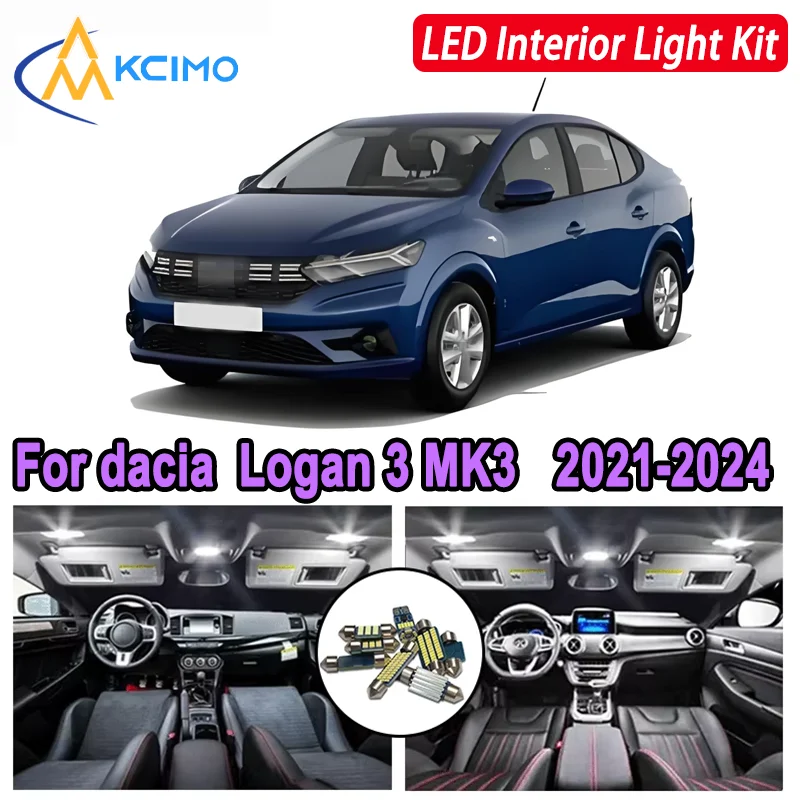 

For dacia Logan 3 MK3 (2021-2024) Premium Bright LED Interior Dome Map Trunk Light Kit Car Led Lamps Canbus Car LED New Lights