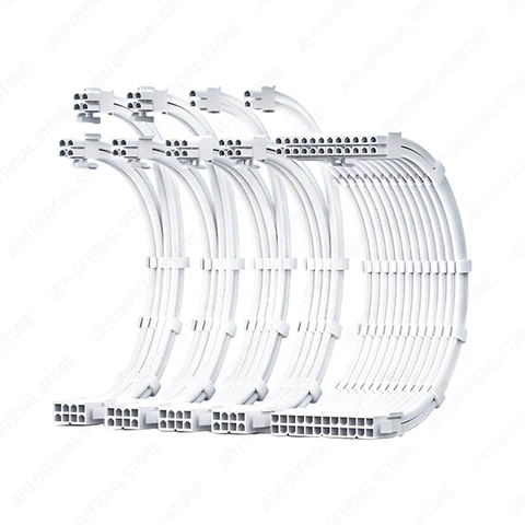 JEYI PSU Extension Cable Kit-24Pin ATX + 8Pin EPS + 6+2Pin PCIe,18AWG…