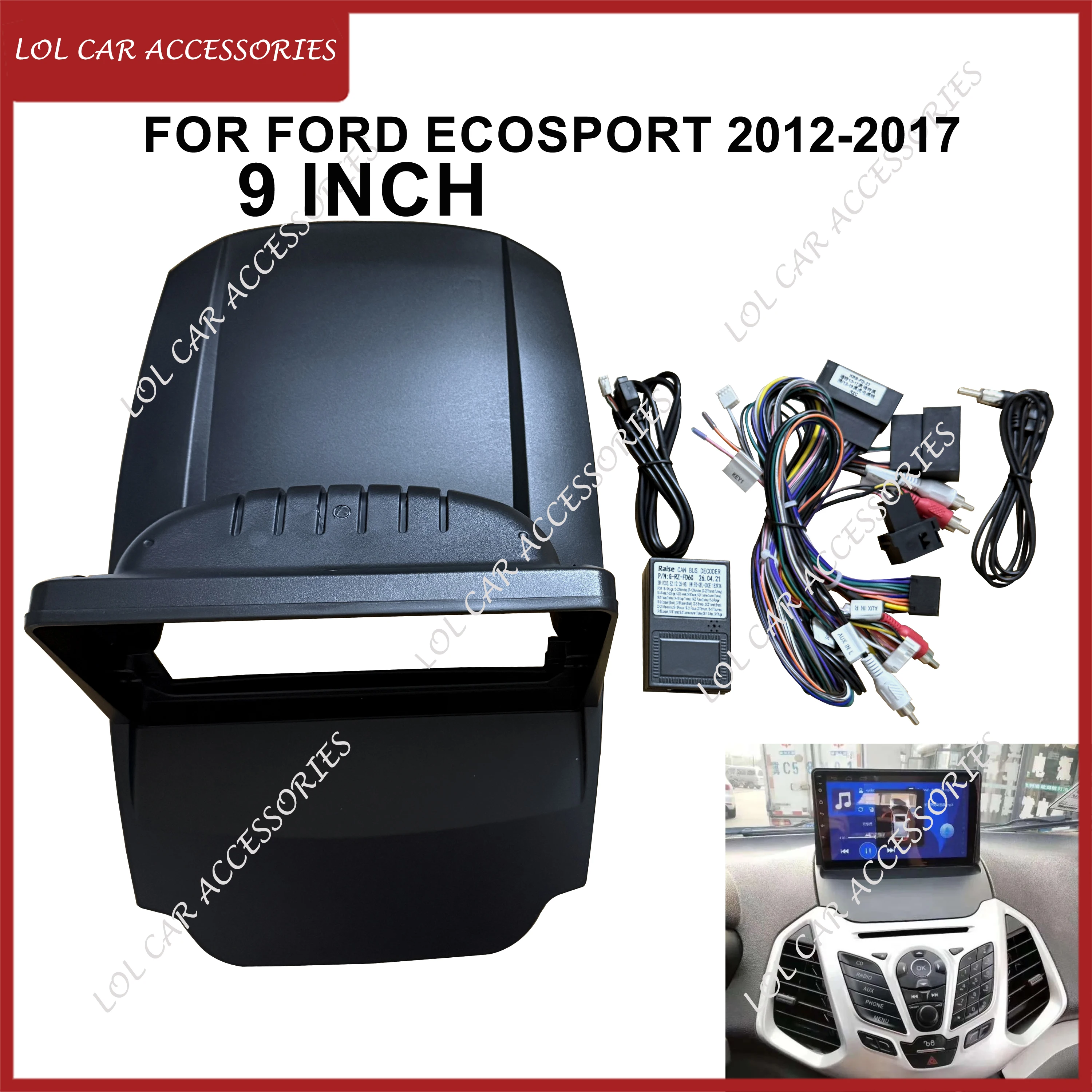 

9 Inch For Ford Ecosport 2012-2017 Car Radio Android Stereo GPS MP5 Player 2 Din Head Unit Fascia Casing Frame Dash Cover