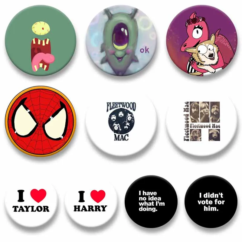 Creative Funny Plastic Soft Button Pins Cartoon Round Brooch Humor Cat Sayings Costume Badge Bag Jacket Jewelry Accessory Gifts