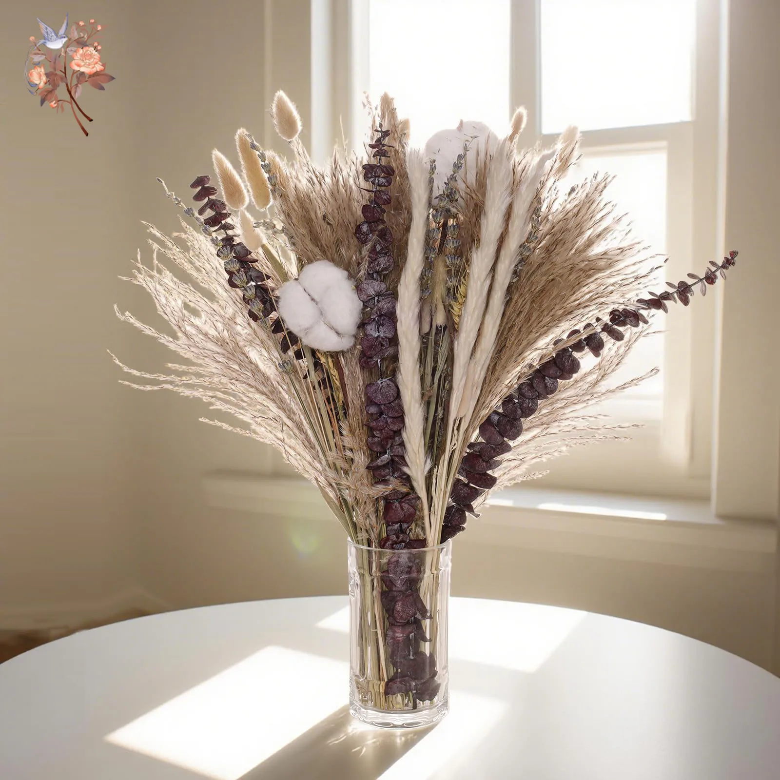 80 قطعة رأس القطن المجفف الطبيعي Pampas العشب بوهو ديكورات المنزل باقة الزهور فراغميتس لترتيبات زهور الزفاف #1