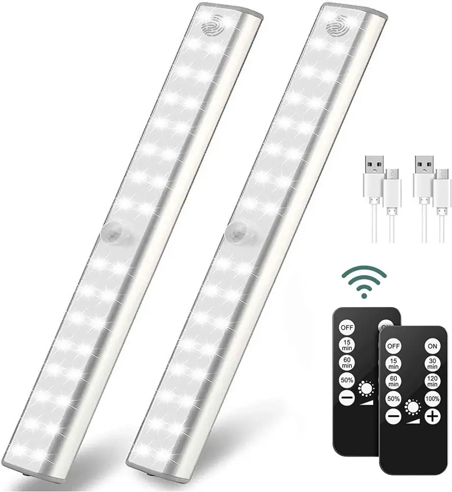 

2pcs 32 LED Remote Contorl Under Cabinet Lighting Wireless, Rechargeable Magnetic Closet Light Bar, 220lm, Dimmable