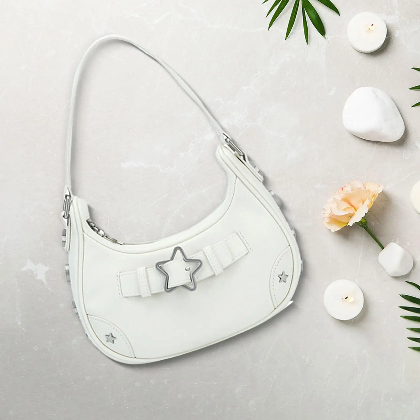 Bolso de hombro con diseño de estrella para mujer, bolso de mano de cuero PU para axila