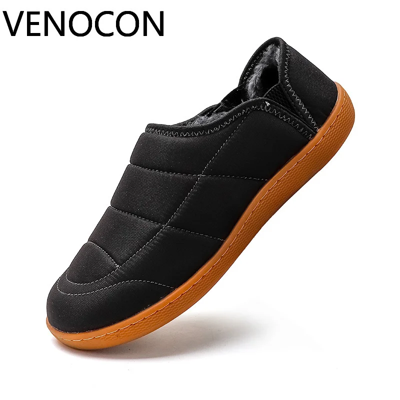 VENOCON Barefoot Wide Toe Box Winter Thermal Plush Home Indoor Mule Slip On Synthetic Waterproof Upper Shoes For Men Man Woman