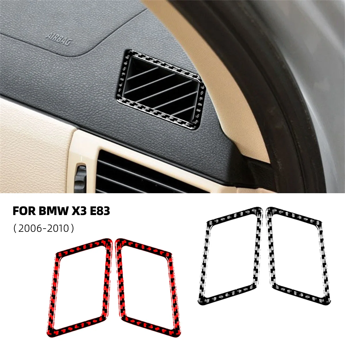 

For BMW X3 E83 2006-2010 Carbon Fiber Instrument Side Air Outlet Panel Decorative Cover Trim Car Accessories Car Stickers Auto