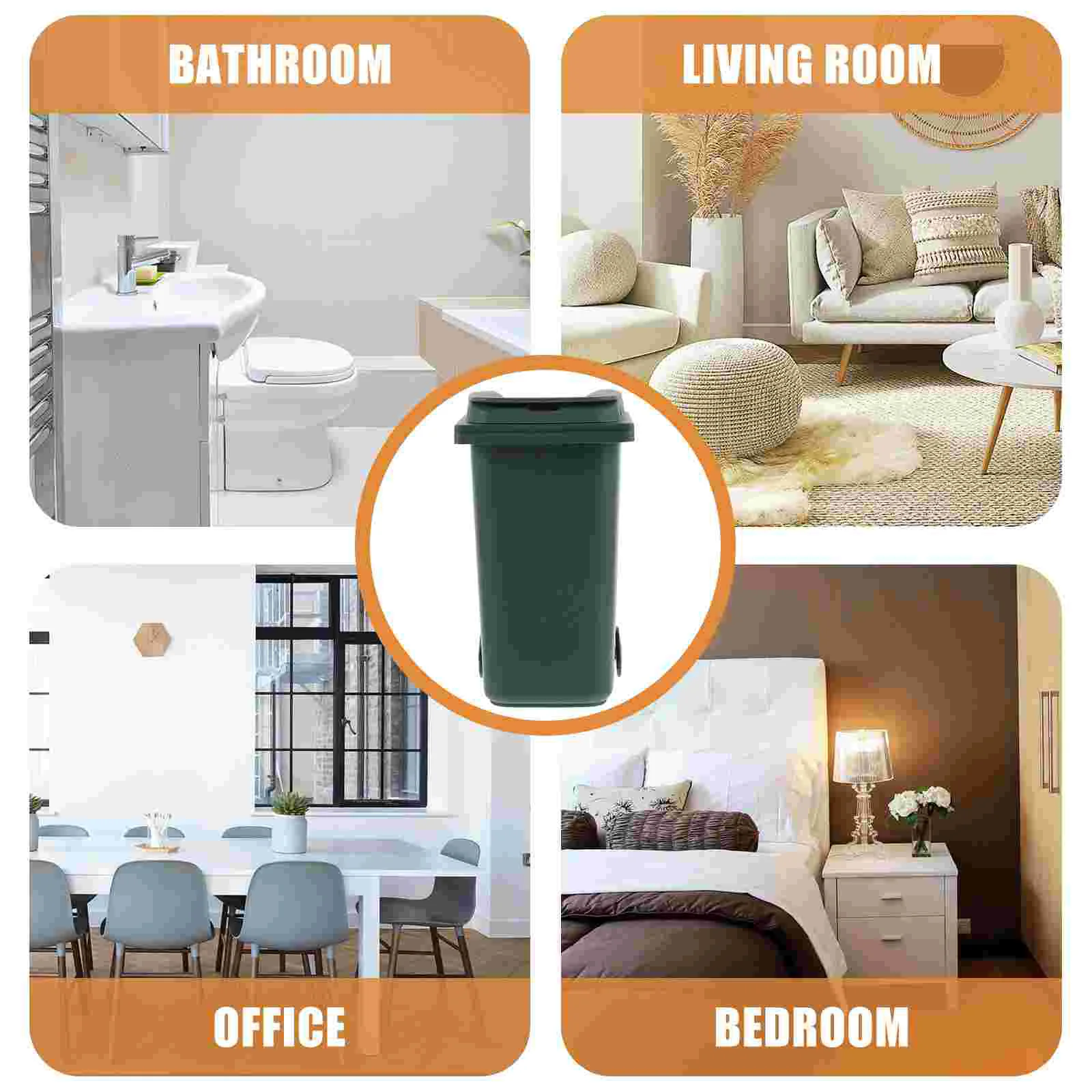 Trash Can Pen Holder Desktop Bin Tiny Garbage Container Waste Bucket with Lid Mini Office