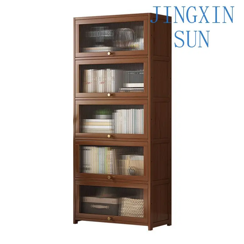 Bookshelf Bookcase Shelf with Cabinet Door Locker Floor Dust Display Cabinet Storage Side Cabinet
