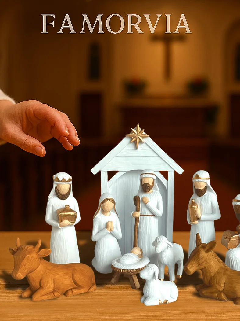 New Christmas manger scene resin ornaments boutique handicrafts warm family decorations