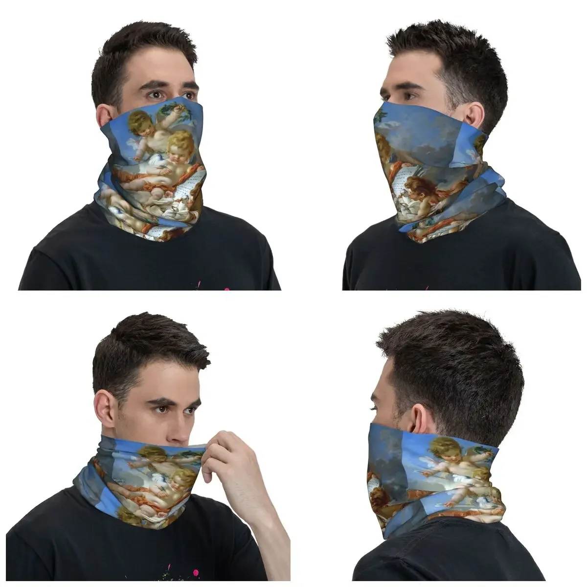 Aesthetic Renaissance Angel Bandana Neck Warmer Men Women Winter Ski Tube Scarf Gaiter Boucher Rococo Art Face Cover