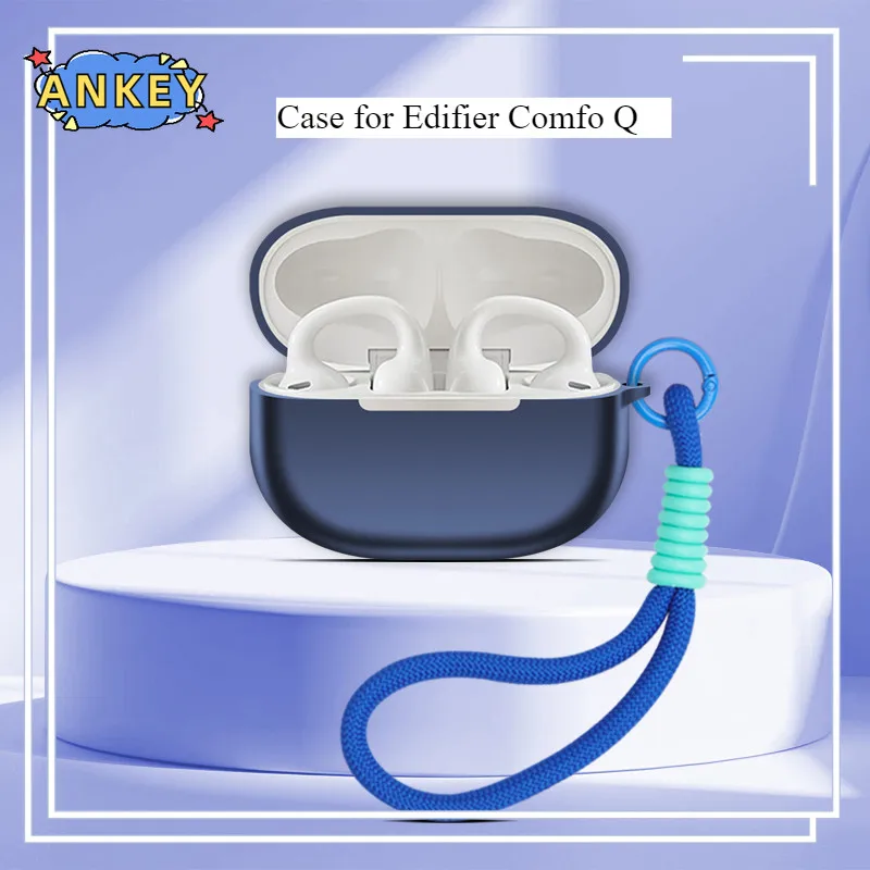 for Edifier Comfo Q  Case Soft Silicone Protective Portable Scratch Shock Resistant Shell with Carabiner Lanyard
