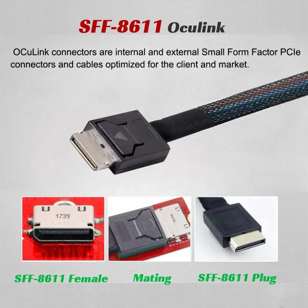 Oculink 4x SFF-8611 8612 NVMe M.2 إلى PCI-E 4.0 X16 X4 محول PCI-Express لبطاقة الرسومات اللوحة الرئيسية مع طاقة SATA 12 فولت 2A