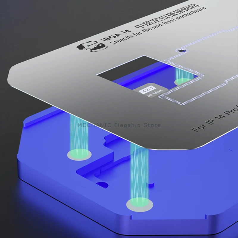 Platform pemasangan timah mekanis IBGA 14 4 In 1 untuk IPhone IP14 14Plus 14pro Max pemosisi Motherboard level menengah alat tanaman timah