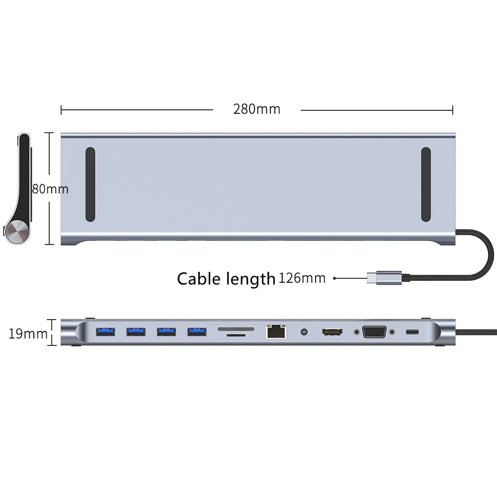 11-in-1 type-c hub usb3.0 multi-interface expansion usb c hub for Apple Huawei laptop docking station usb c to hdmi